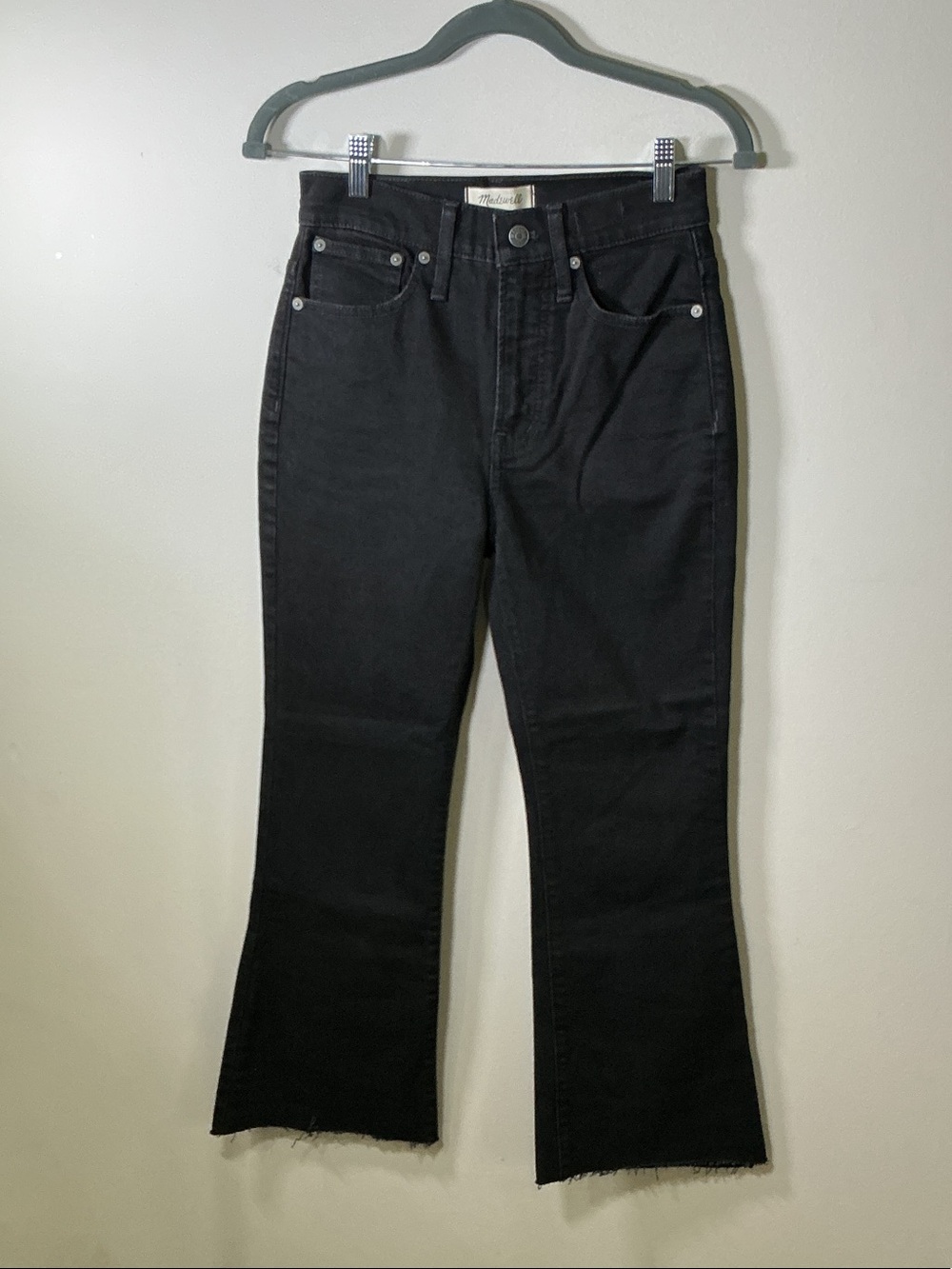 Madewell The Perfect Vintage Flare Black Raw Hem Jeans Size 24